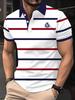 2026 Summer Men's Polo Shirt with Stripes Print Breathable Lightweight Casual Fashionable Outdoor Men's Clothing