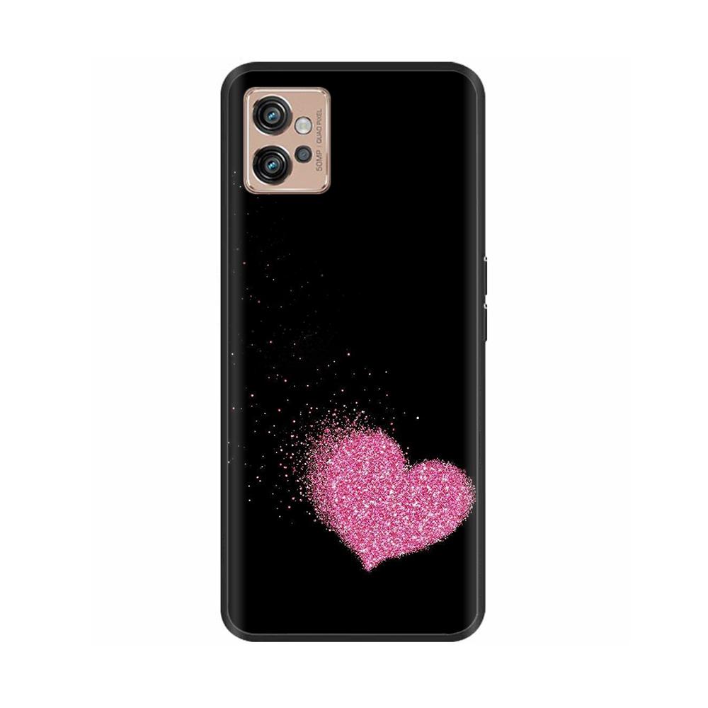 For Motorola Moto G32 Phone Case Heart-Butterfly Funda For Motorola Moto G32 MotoG32 Cover Protection Liquid Silicone Bumper