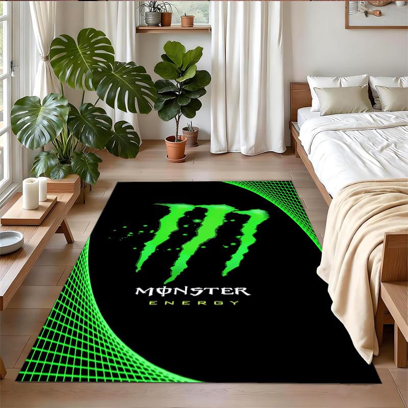 Tappeto in Peluche di Cristallo con Stampa Monster Energy Anti?Indumenti da notte?Tappeto da Pavimento Resistente per Decorazione Domestica Interna