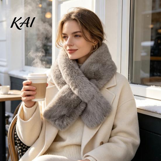 Soft Imitation Mink Fur Scarf Women Scarf, Thickened Plush Neck Faux Warmer Warmer, Cold Weather Elegant Shawl Wrap Accessory for Winter Luxury