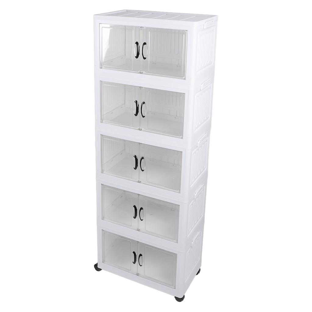Storage Cabinet Multipurpose Large Capacity Multi Layers Stackable Storage Cabinet Plastic Storage Bins for Living Room