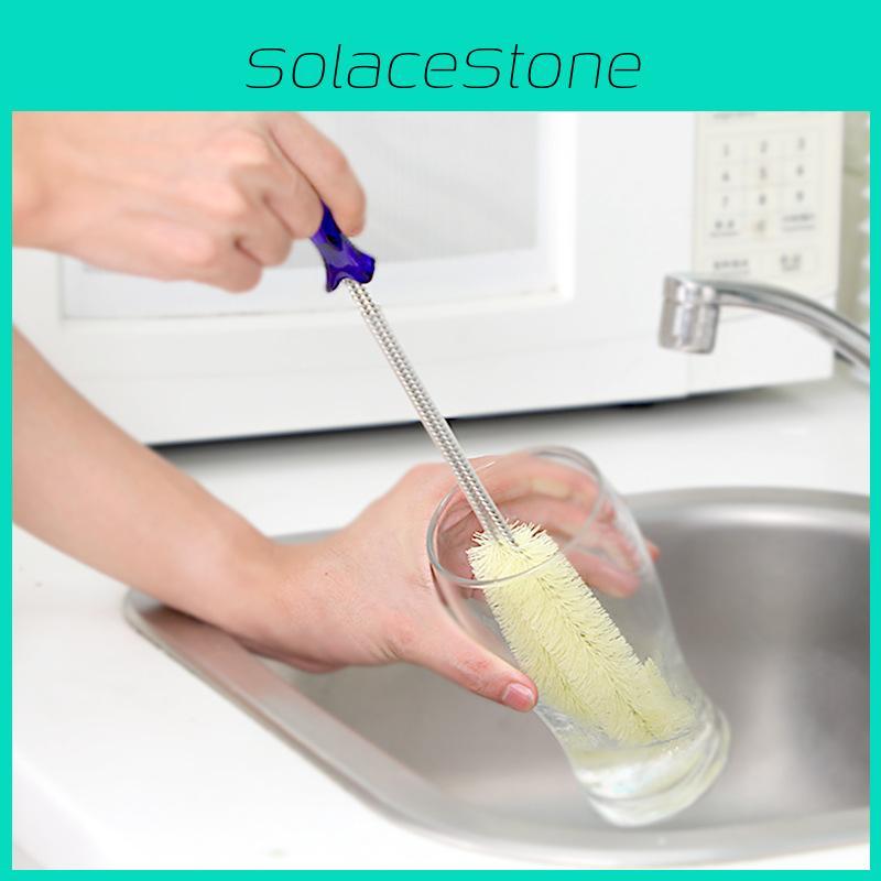 Japanese Km2055 Nylon Fiber Pot Brush With Blue Handle For Kitchen Cleaning