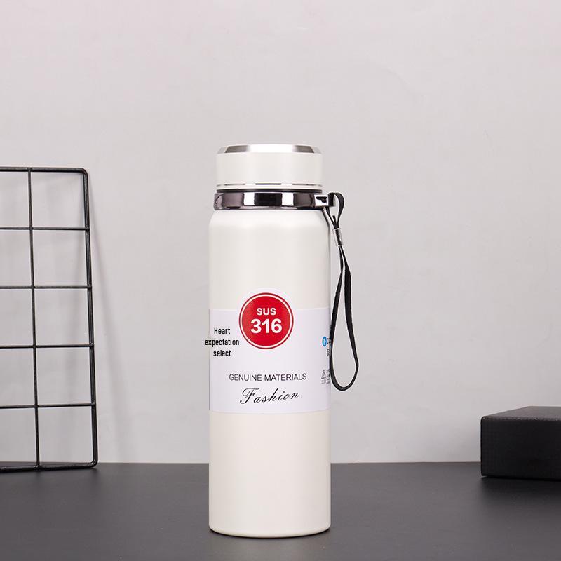 Large Capacity 304 Stainless Steel Insulated Sports Water Bottle with Lanyard - Portable Travel Cup