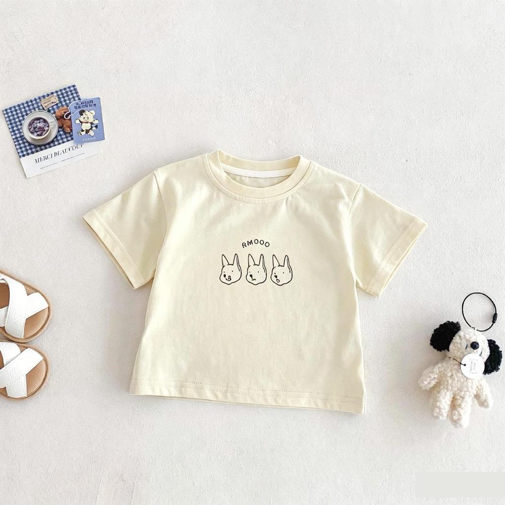Children's Clothes Printed Fashion T-shirts Girls Short Sleeved Tops Cotton Cartoon Casual Korean Style T Shirt Crewneck