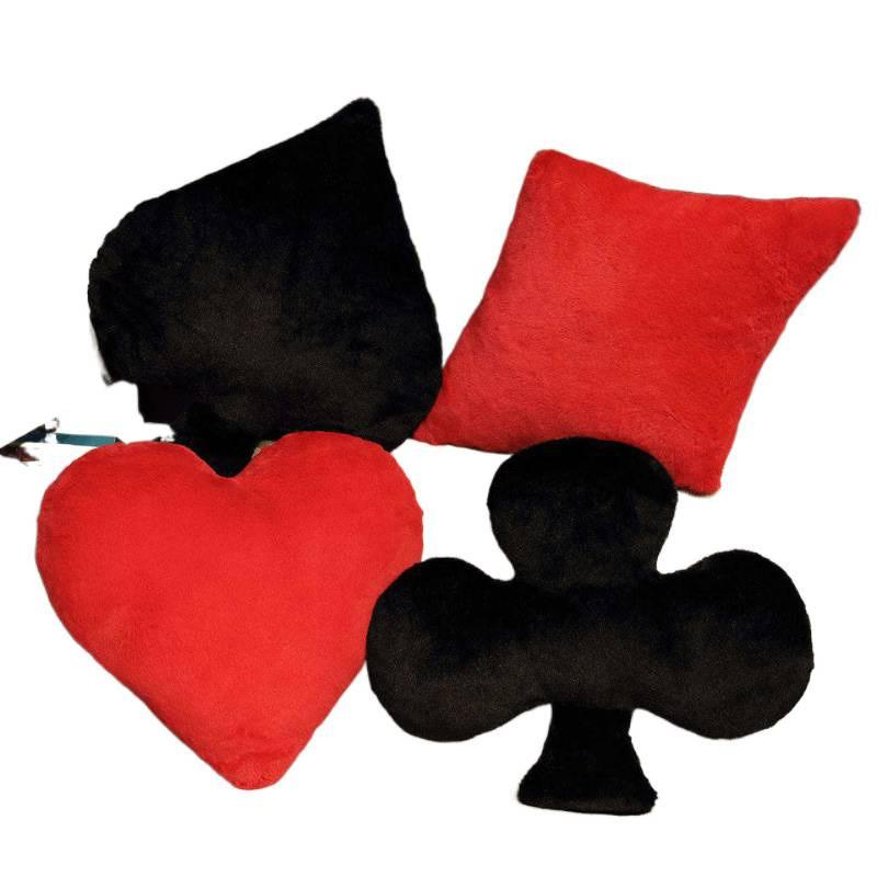 Classic Card Suit Plush Pillow With Soft Short Plush Cover For Home Decor And Lounge Comfort