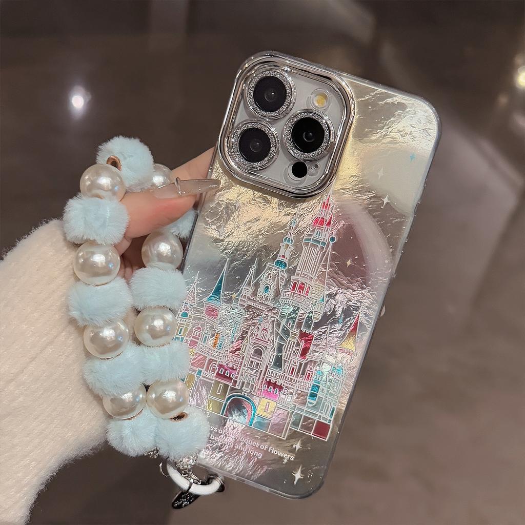 Fantasy Ins Colorful Castle Apple 17 Mobile Phone Case Iphone16 Suitable for 14pro Max Plush Chain 13 Full Package