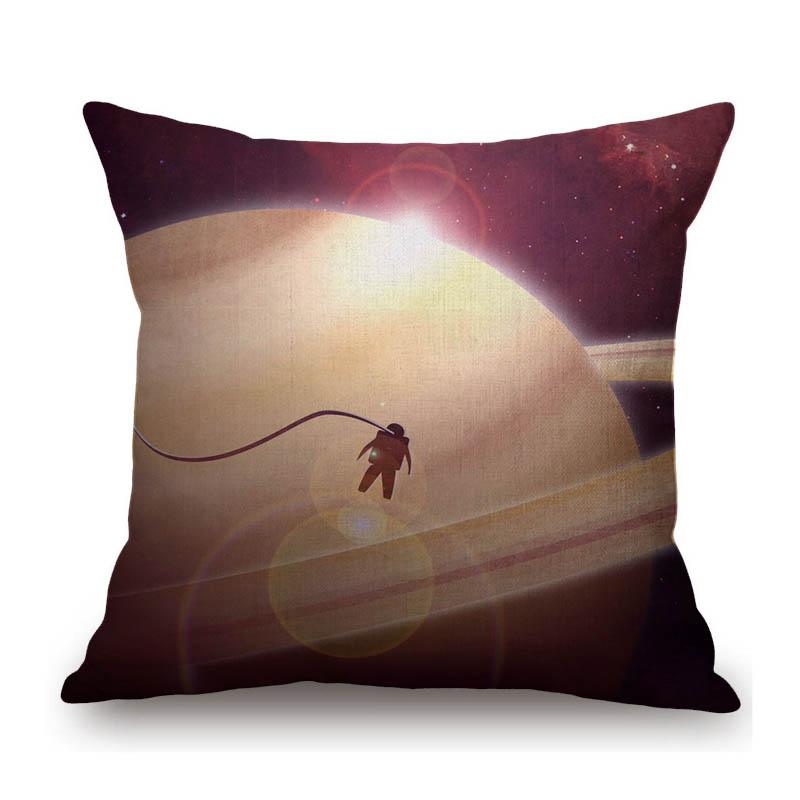 Universe Galaxy Planets Mars Venus Jupiter Astronaut Print Sofa Throw Pillow Cover Restaurant Bookstore Decoration Cushion Cover