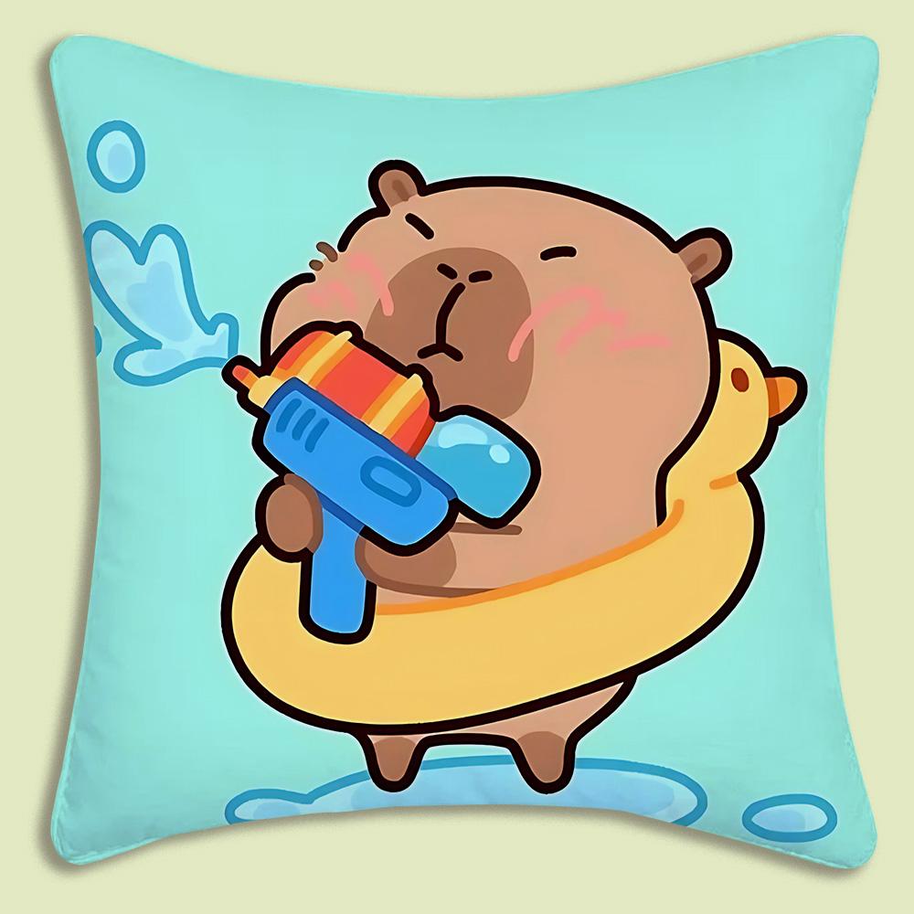 Pillow Covers Cartoon Capybara Sofa Decorative Home Double-sided Printing Short Plush Cute Cushion Cover