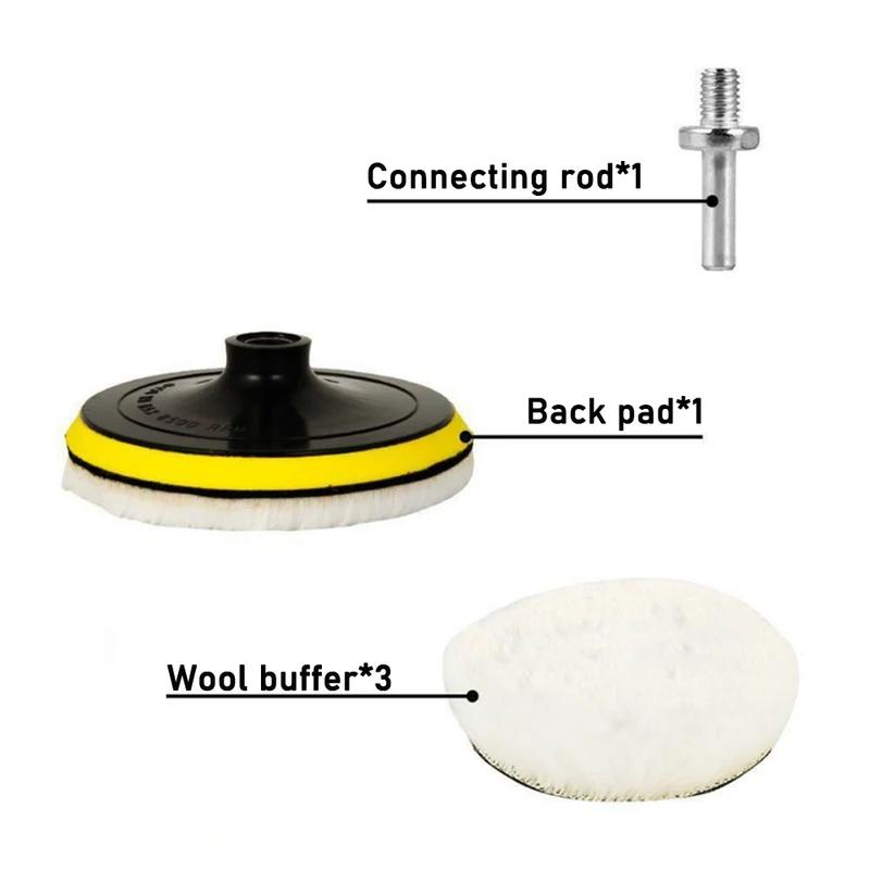 5PCs 3/4/5/6/7 inch car Polish pad circle soft wool waxing buffing pad tool kit auto polishing detailing cleaning goods