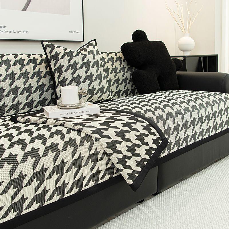 Ice Silk Sofa Cushion, Summer Mat, Seat Cushion Non-Slip  New Summer Thousand Bird Grid Sofa Cover Can Be Machine Washed