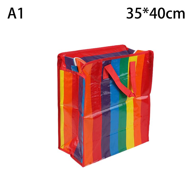 

1Pc Laminated Non Woven Handbag Color Printing Thickened Plastic Shopping Bag Rainbow Zipper Bag
