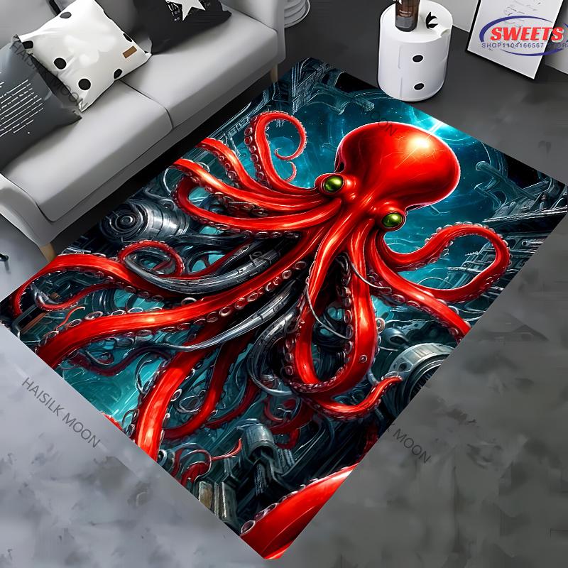 

Octopus Printed Rug Modern Living Room Bedroom Beach House Decor Carpet Housewarming Gift Mat Fast 40x60cm (16x24in)