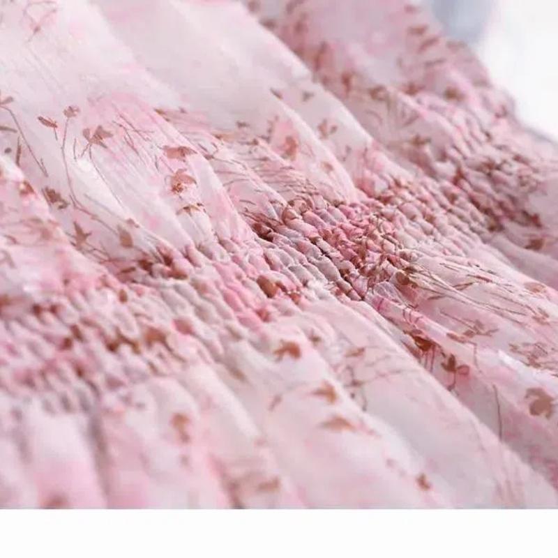 2025 Spring Chiffon Shirt Fragrant Puff Sleeves Women's Top Fashionable Ruffle Floral Loose Florals