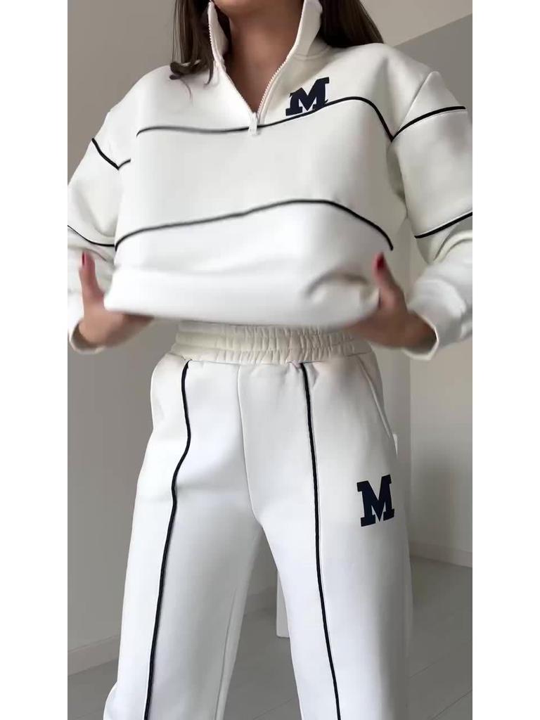 2024 Autumn Color Block Sporty Fashion Loose Set