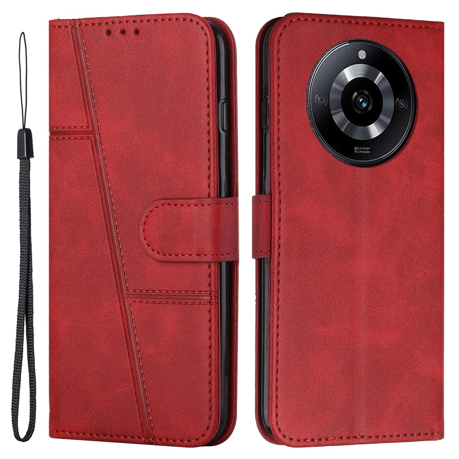 

For Realme 11 Pro 5G/11 Pro+ 5G Smartphone Case PU Leather Magnetic Clasp Wallet Stand Cover Red