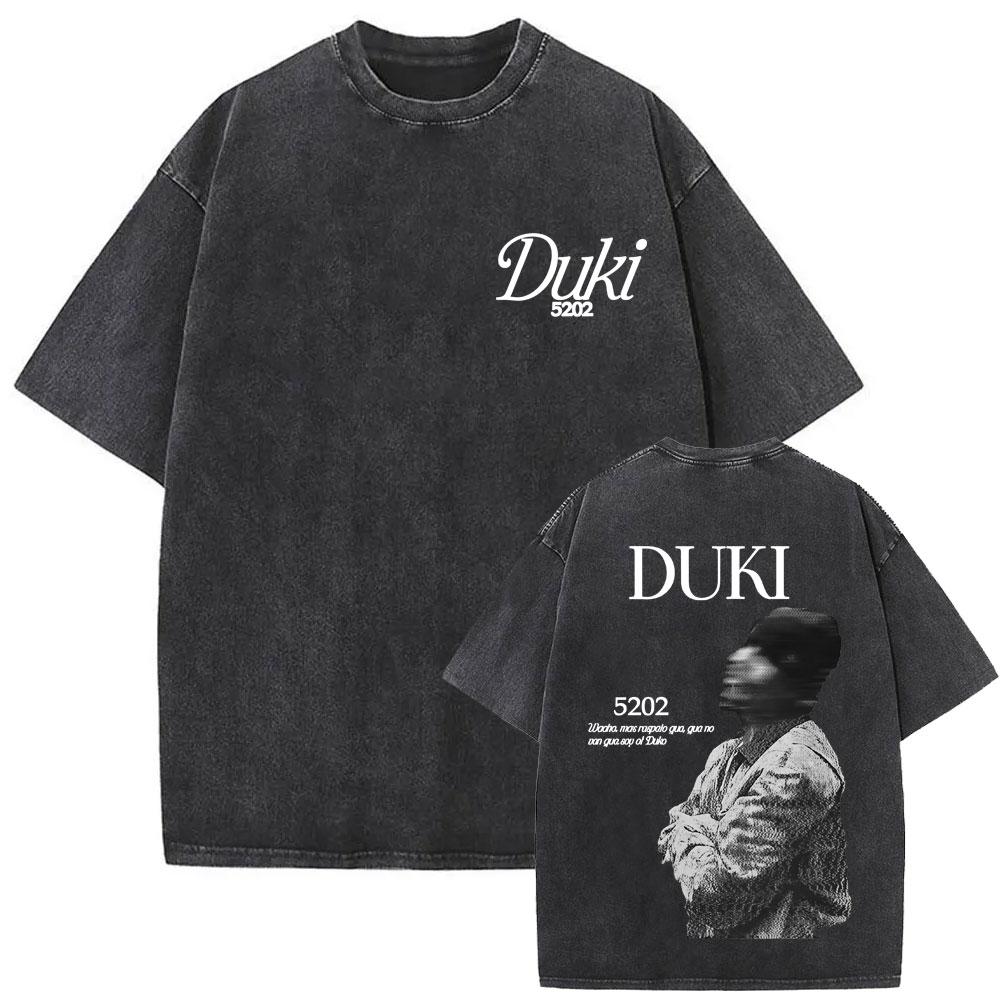 Washed Vintage Rapper Rrapper Duki 5202 MIXTAPE Album Tour Tshirt Men Hip Hop Fashion Pop Music T Shirts Man Oversized Tshirts