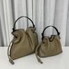 Soft Cowhide Drawstring Bucket Bag Medium Large Small Crossbody Shoulder Handbag Women