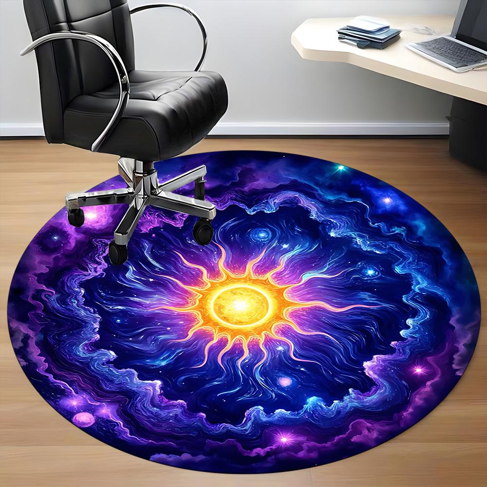 1pc Cosmic Mandala Carpet for Office Non-Slip, Round Carpet, Soft & Comfortable, Carpet for Office, Lightweight Round Floor Mat