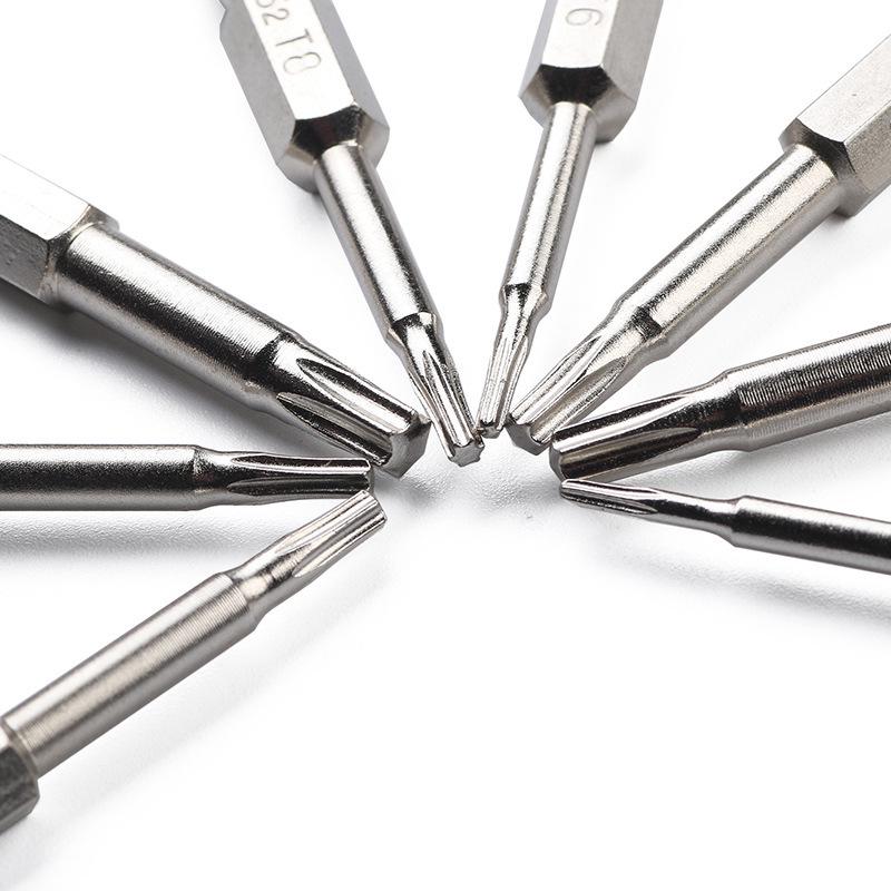 8-Piece 50mm Chrome Torx Star Hex Bit Set - S2 Steel