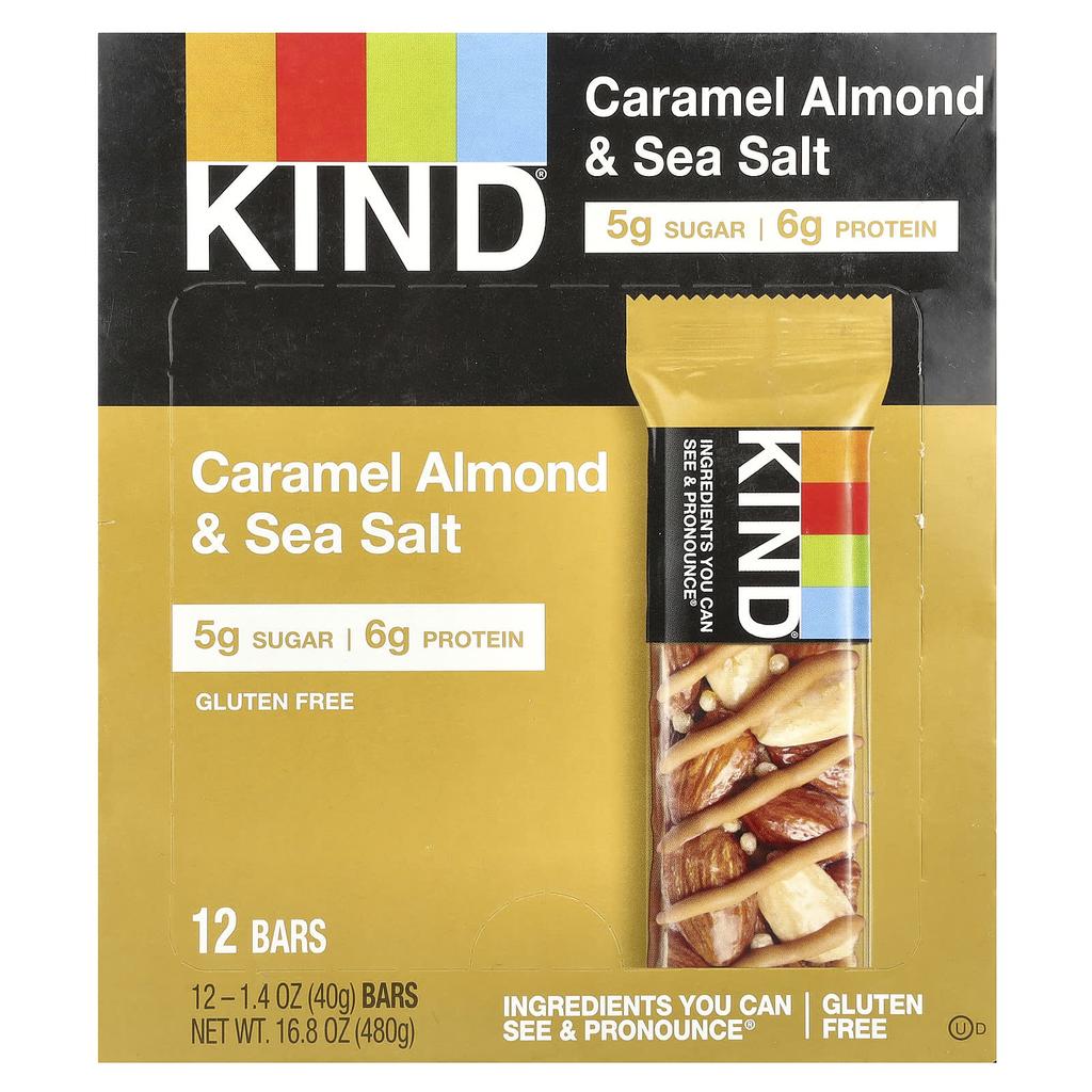 KIND Bars, Nuts & Spice, Caramel Almond & Sea Salt, 12 Bars, 40 g (1.4 oz) Each