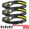 Induction Headlamp COB+LED Head Flashlight Built In Battery USB Rechargeable Outdoor Waterproof Camping Fishing Work Lantern