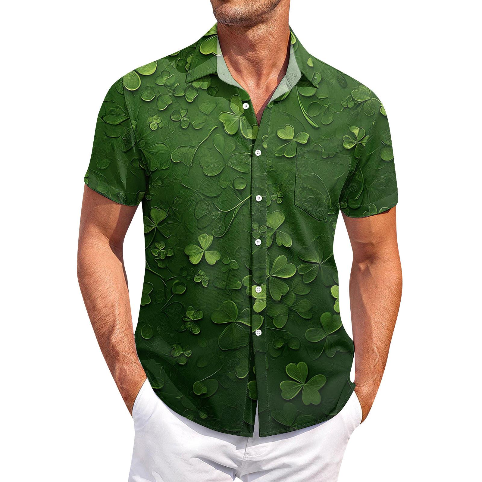 

Мужские винтажные рубашки для боулинга на пуговицах с коротким рукавом, летняя пляжная рубашка M зелёный