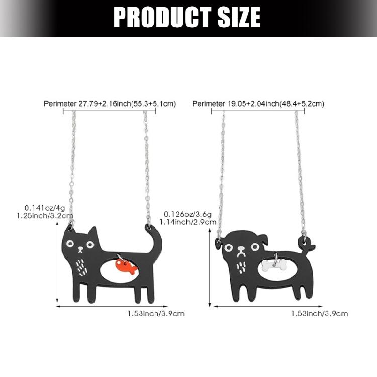 Unique and Expressive Pet Lover Necklace Highlighting Black Puss Fish Dog Bone Detail Alloy Fashionable Neck Chain