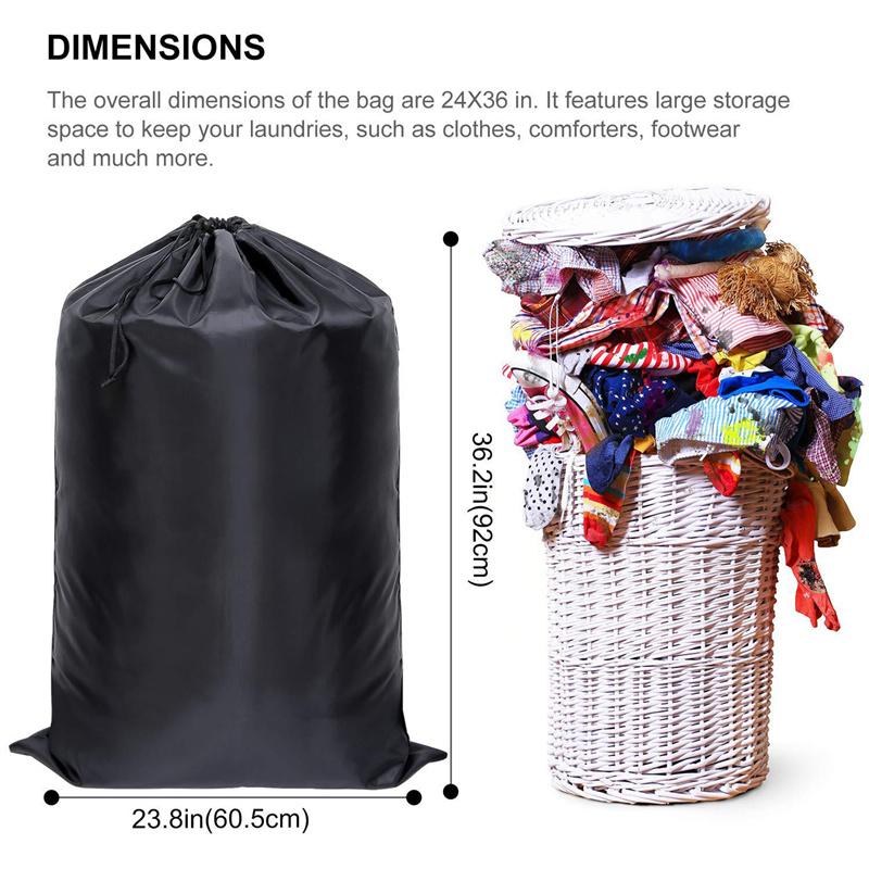 Waterproof Heavy Duty Backpack Black One Size Polyester Laundry Bag Camping Travel Sport Large Clothing Storage Bag Ditty Bags