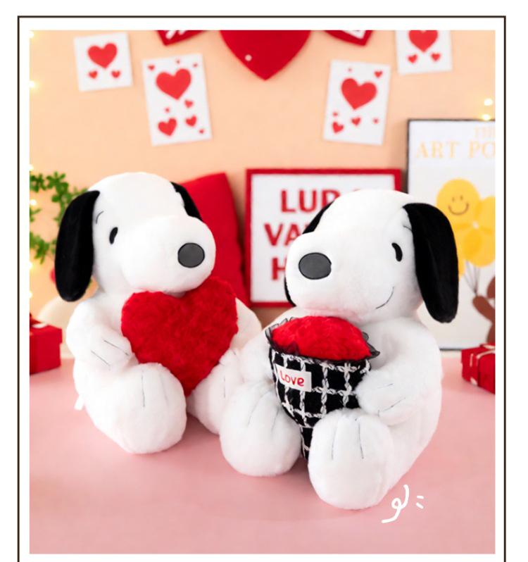 Cuscino Peluche Snoopy Fiore Cuore - Grande Regalo di Compleanno per Bambine