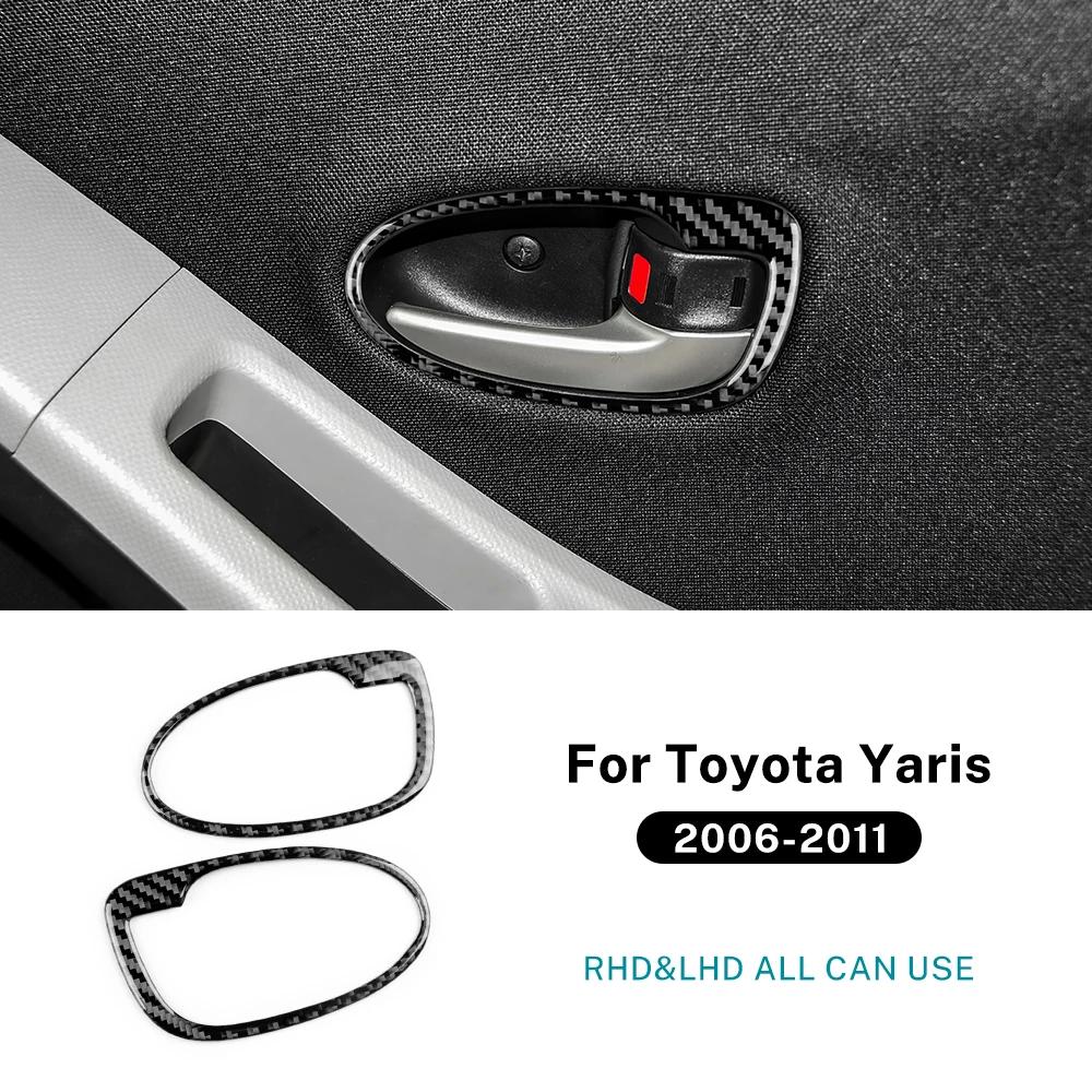 Real Soft Carbon Fiber Sticker For Toyota Yaris 2006 2007 2008 2009 2010 2011 LHD RHD Car Door Handle Frame Accessories