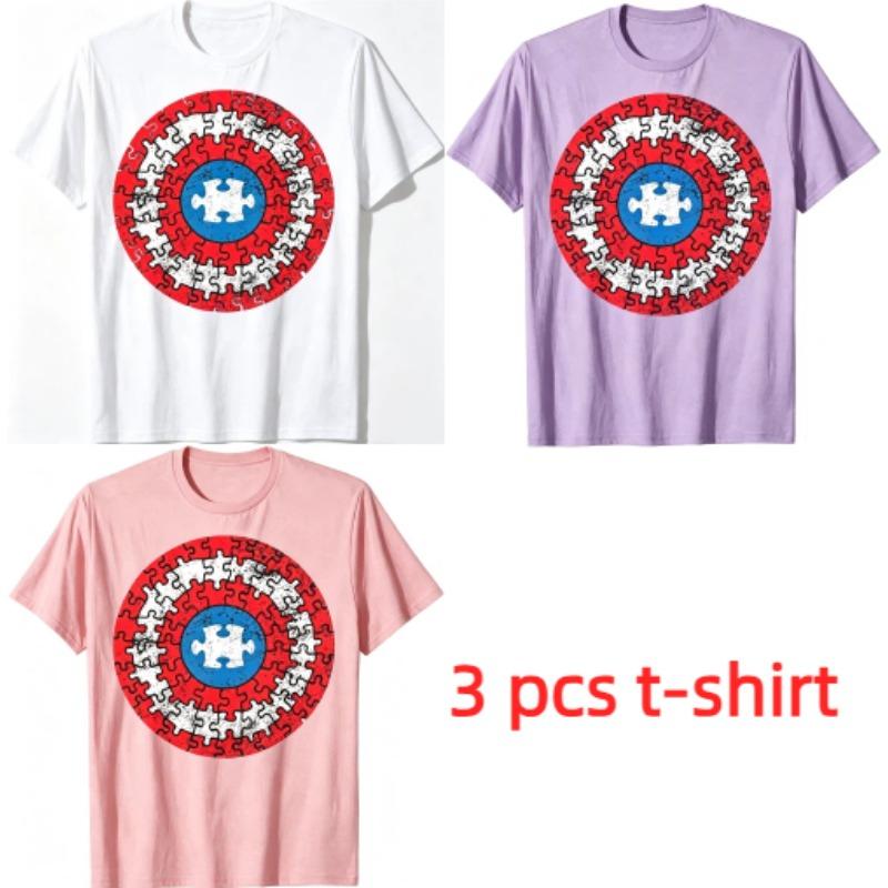 Red White Blue Print Men's T-Shirts Summer Fashion Street Outdoor Casual T-shirt Tops for Men's and Women's Tees Top