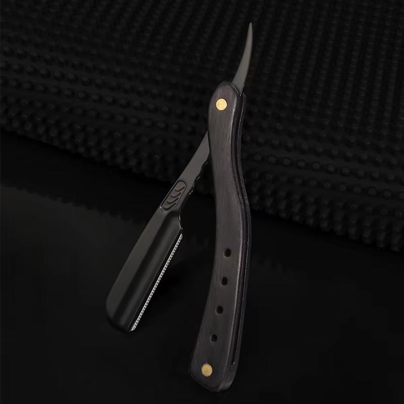 1 buc Aparat de ras manual profesional cu lamă dreaptă, cu muchie dreaptă, din oțel inoxidabil, ascuțit, pentru frizerie, pliabil, pentru ras, tăietor de barbă cu lamă