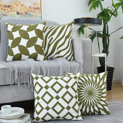 Nordisch Geometrisch Grün Bestickter Kissenbezug Musterzimmer Weiche Dekoration Ins Kissen Ohne Füllung