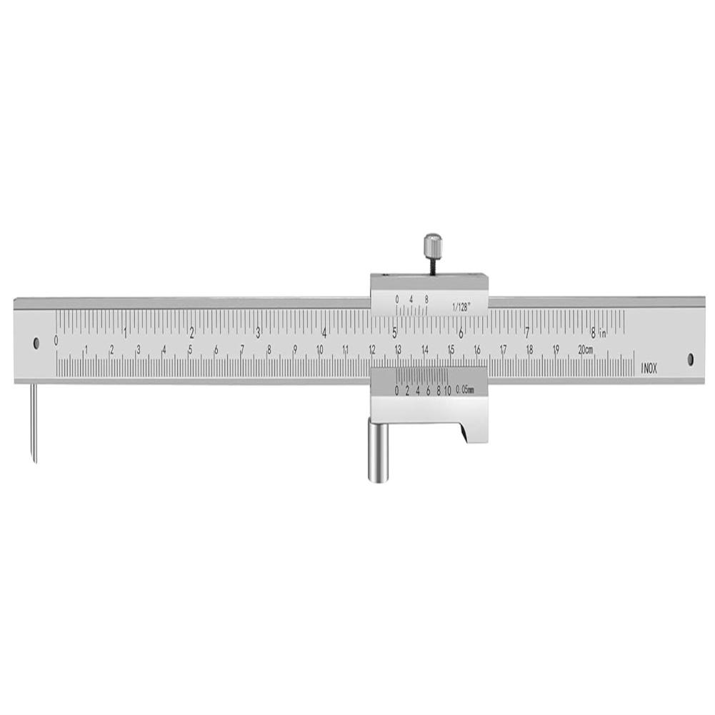 Vernier Caliper 0-7.8" Stainless Steel Parallel Marking Vernier Caliper Clear Scale Polished Marking Gauge Measuring Tool