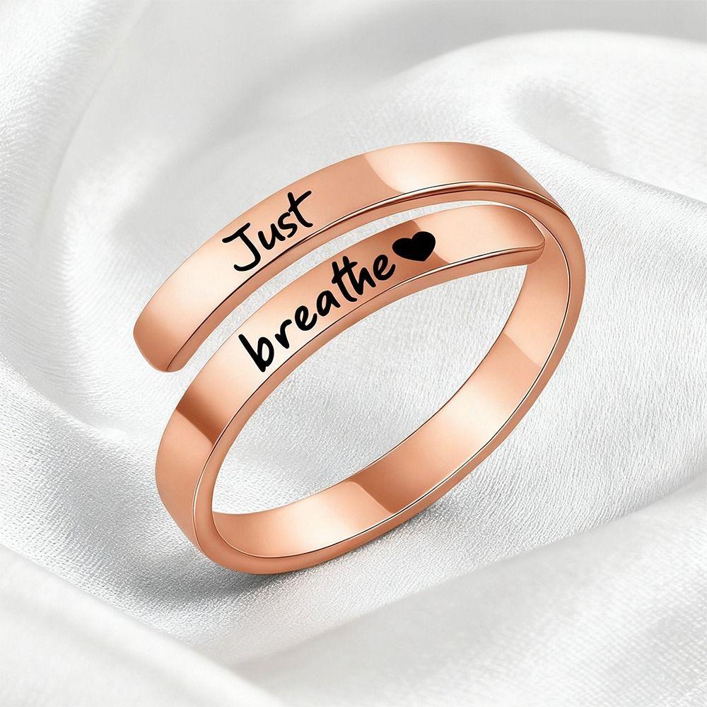Minimalist Letter Spiral Wrap Inspirational Ring Chic Geometric Personalized Initial Ring