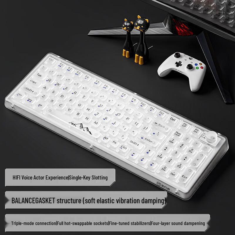 Qisha Transparent Tri-Mode Wireless Silent Mechanical Keyboard