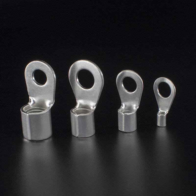 Brass Purple Copper Plated Silver OT6-6 Copper Lug, 1000 pcs Cold Press Bare Terminal Wire Lug