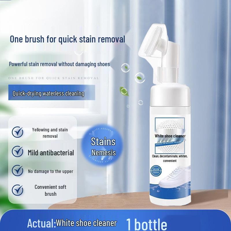 

Newcomer Exclusive: White Shoe Cleaner & Brush - Removes Stains & Yellowing, No-Wash Foam, 0.01 Free Shipping