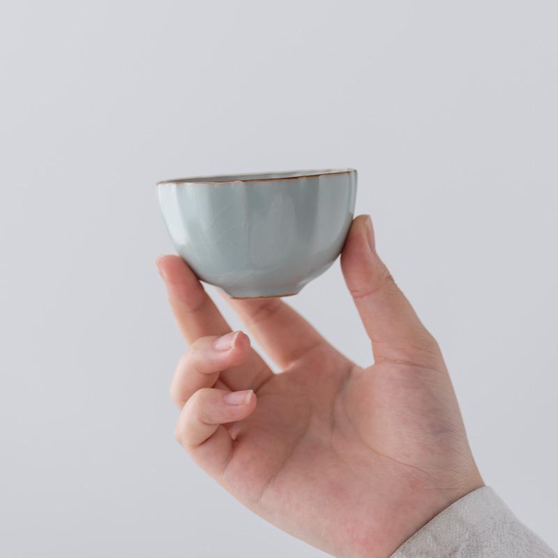 Tianqing Ru Kiln Cup Master Cup Handmade High-end Teacup Master Famous High-end Cup Kung Fu Tea Set