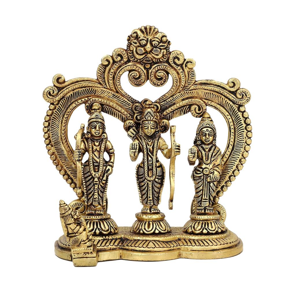 Ram Darbar Brass Hindu God Statue, Bhagwan Ram Sita Lakshman Hanuman Ji Idol