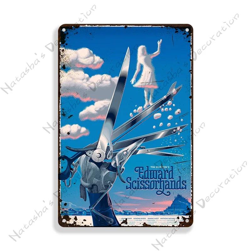 Edward Scissorhands Old Movie Metal Poster Decorative Plate Bar Wall Metal Tin Sign Metal Signs Home Wall PlatePlaque
