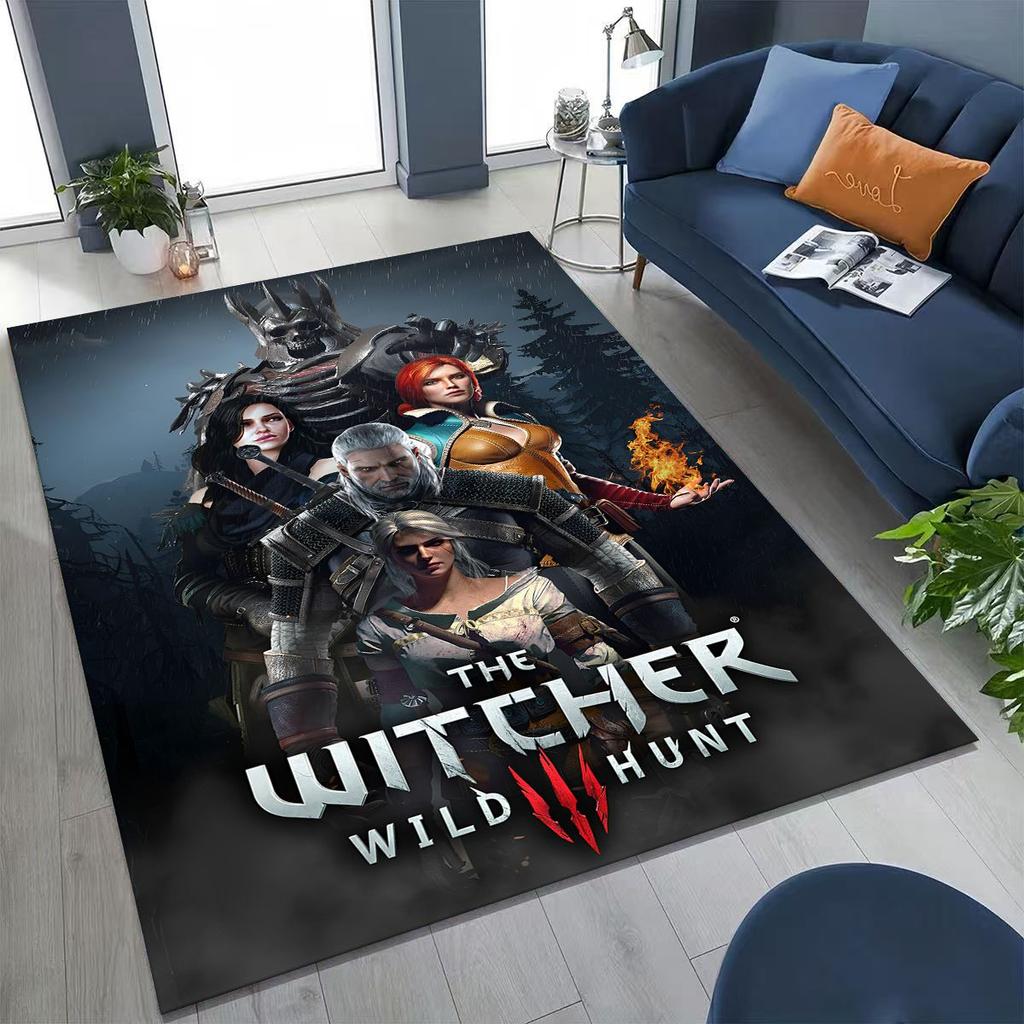 3D The W-Witcher Geralt Games Cartoon Rug for Bedroom Living Room Sofa Home Doormat Decor, Large Kid Play Non-slip Floor Mat
