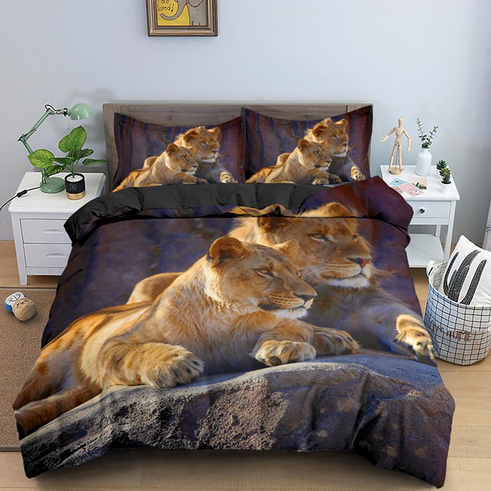 3D Lion Print King Bedding Set Custom Animal Adult Kids Queen Duvet Covers Comforter/Quilt/Blanket Cover Sets With Pillowcase