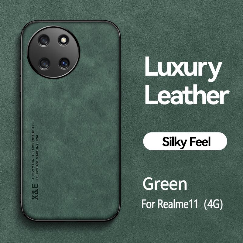 KEYSION Luxury Retro Leather Case for Realme 11 5G 11 4G Soft Silicone+PC Shockproof Phone Back Cover for OPPO Realme 11 Pro+ 5G