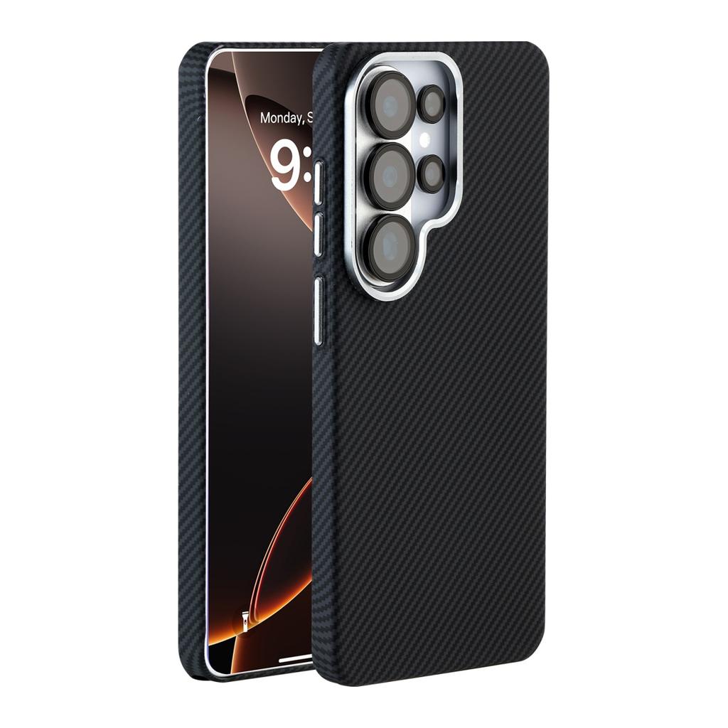 Funda de Carga Inalámbrica con Patrón de Fibra de Carbono y Kevlar para Negocios para Samsung S26 Ultra S25 S24 Ultra para MagSafe Cubierta Fina Anticaídas
