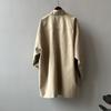 Damen Trenchcoat im koreanischen Stil, mittellang, Stehkragen - Japanische Arbeitskleidung, lockere Passform, dünne Textur für Frühling und Herbst