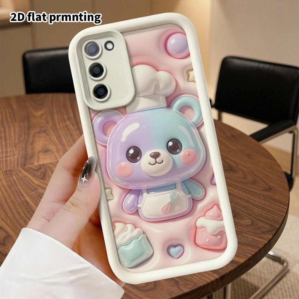 Phone Case: 2D Flat, Suitable for Samsung Galaxy A34 A35 M05 M06 S20 S22 S21 FE Plus 5G Protective Case, Chef Teddy Bear, Perfect Christmas and Hallow
