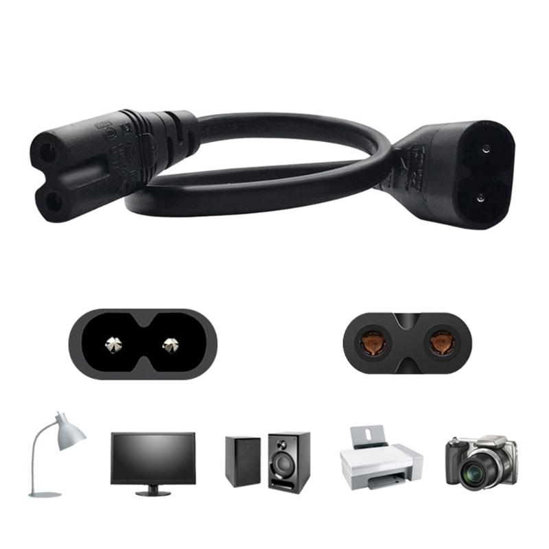30cm IEC 320 2-Pin C7 Male To C8 Female Figure 8 Power Adapter Cord Extension Cable for Desk Lamps Speaker Printer
