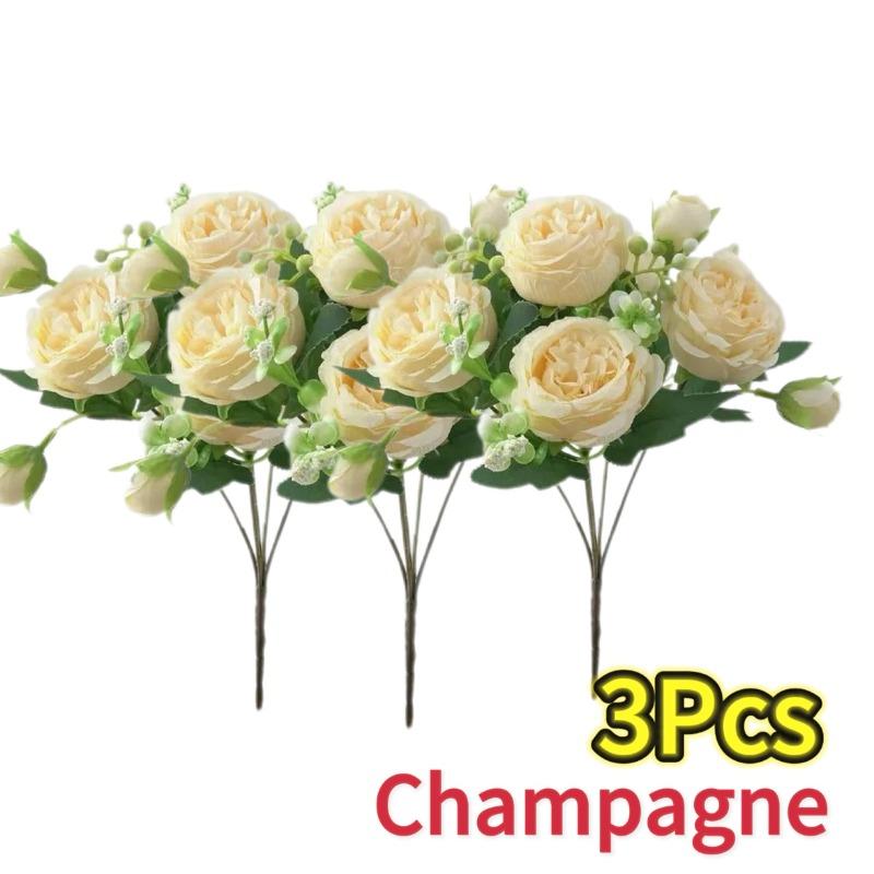 Hot Selling 30cm Rose Pink Silk Bouquet Peony Artificial Flower 5 Big Head 4 Small Bud Bride Wedding Home Party Decorations