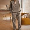 Herbst Winter Damen Trainingsanzug Oversized Klassisch Einfarbig Reißverschluss Sweatshirts Zweiteiliges Set Damen Lässige Hoodies und Hosenanzüge für Damen Streetwear